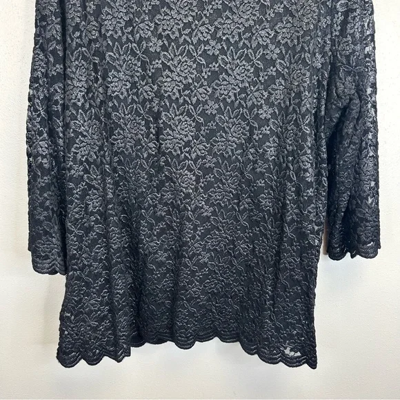 Goth Whimsigoth Witchy Evening Black Lace Vneck Top Dress Event Plus Size Top 3X - Picture 10 of 11